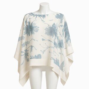 Wynne Layers Watercolor Bloom Draped Floral Poncho Cape Size L |Boho Chic Flowy